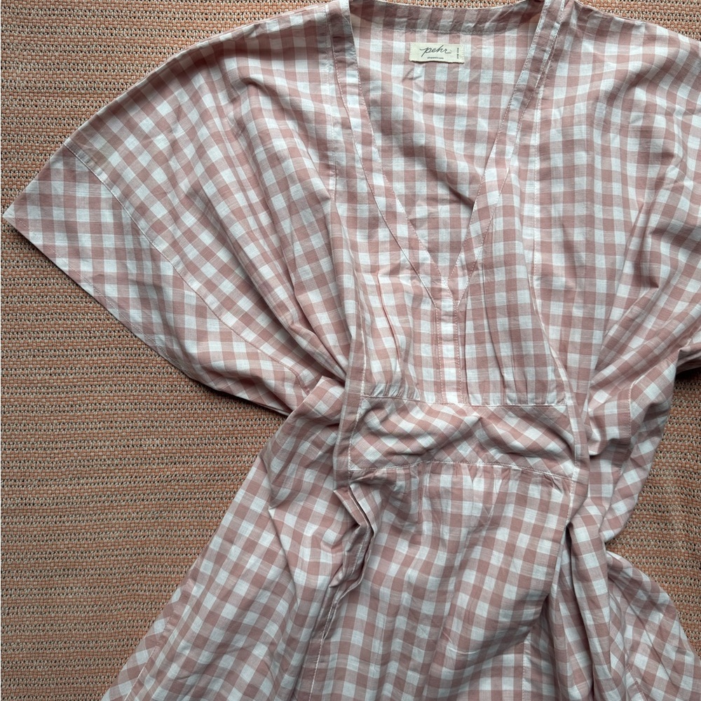 Organic Cotton Pink Gingham Caftan Dress by Pehr